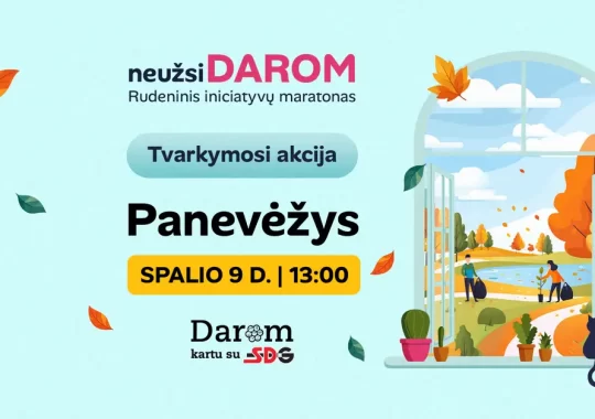 „Darom kartu su SDG“ tvarkymosi akcijos Panevėžyje plakatas
